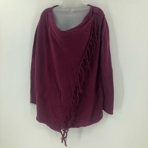 Signature Weekend Womens 3X Sweater Fringed Wrap Cardigan